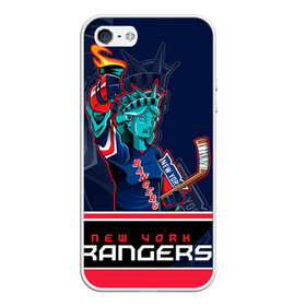 Чехол для iPhone 5/5S матовый с принтом New York Rangers в Новосибирске, Силикон | Область печати: задняя сторона чехла, без боковых панелей | new york rangers | nhl | stanley cup | кубок стенли | кубок стэнли | нхл | нью йорк рейнджерс | нью йорк рейнджеры | рейнджеры | хоккей | хоккейный клуб