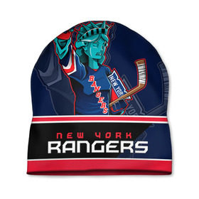 Шапка 3D с принтом New York Rangers в Новосибирске, 100% полиэстер | универсальный размер, печать по всей поверхности изделия | Тематика изображения на принте: new york rangers | nhl | stanley cup | кубок стенли | кубок стэнли | нхл | нью йорк рейнджерс | нью йорк рейнджеры | рейнджеры | хоккей | хоккейный клуб