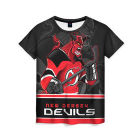 Женская футболка 3D с принтом New Jersey Devils в Новосибирске, 100% полиэфир ( синтетическое хлопкоподобное полотно) | прямой крой, круглый вырез горловины, длина до линии бедер | new jersey devils | nhl | stanley cup | дъяволы нью джерси | калинин | кубок стенли | кубок стэнли | нхл | нью джерси девилз | хоккей | хоккейный клуб