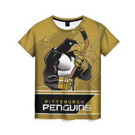 Женская футболка 3D с принтом Pittsburgh Penguins в Новосибирске, 100% полиэфир ( синтетическое хлопкоподобное полотно) | прямой крой, круглый вырез горловины, длина до линии бедер | nhl | pittsburgh penguins | stanley cup | кросби | кубок стенли | кубок стэнли | малкин | нхл | пингвинс | питтсбург пингвинз | сидни кросби | хоккей | хоккейный клуб