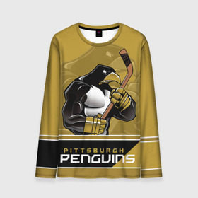 Мужской лонгслив 3D с принтом Pittsburgh Penguins в Новосибирске, 100% полиэстер | длинные рукава, круглый вырез горловины, полуприлегающий силуэт | nhl | pittsburgh penguins | stanley cup | кросби | кубок стенли | кубок стэнли | малкин | нхл | пингвинс | питтсбург пингвинз | сидни кросби | хоккей | хоккейный клуб
