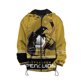 Детская куртка 3D с принтом Pittsburgh Penguins в Новосибирске, 100% полиэстер | застежка — молния, подол и капюшон оформлены резинкой с фиксаторами, по бокам — два кармана без застежек, один потайной карман на груди, плотность верхнего слоя — 90 г/м2; плотность флисового подклада — 260 г/м2 | nhl | pittsburgh penguins | stanley cup | кросби | кубок стенли | кубок стэнли | малкин | нхл | пингвинс | питтсбург пингвинз | сидни кросби | хоккей | хоккейный клуб