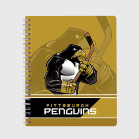Тетрадь с принтом Pittsburgh Penguins в Новосибирске, 100% бумага | 48 листов, плотность листов — 60 г/м2, плотность картонной обложки — 250 г/м2. Листы скреплены сбоку удобной пружинной спиралью. Уголки страниц и обложки скругленные. Цвет линий — светло-серый
 | Тематика изображения на принте: nhl | pittsburgh penguins | stanley cup | кросби | кубок стенли | кубок стэнли | малкин | нхл | пингвинс | питтсбург пингвинз | сидни кросби | хоккей | хоккейный клуб