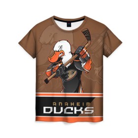 Женская футболка 3D с принтом Anaheim Ducks в Новосибирске, 100% полиэфир ( синтетическое хлопкоподобное полотно) | прямой крой, круглый вырез горловины, длина до линии бедер | anaheim ducks | nhl | stanley cup | кубок стенли | кубок стэнли | нхл | хоккей | хоккейный клуб