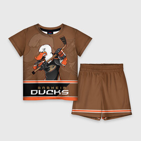 Детский костюм с шортами 3D с принтом Anaheim Ducks в Новосибирске,  |  | anaheim ducks | nhl | stanley cup | кубок стенли | кубок стэнли | нхл | хоккей | хоккейный клуб