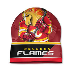 Шапка 3D с принтом Calgary Flames в Новосибирске, 100% полиэстер | универсальный размер, печать по всей поверхности изделия | calgary flames | nhl | stanley cup | калгари флэймз | кубок стенли | кубок стэнли | нхл | флэймс | хоккей | хоккейный клуб