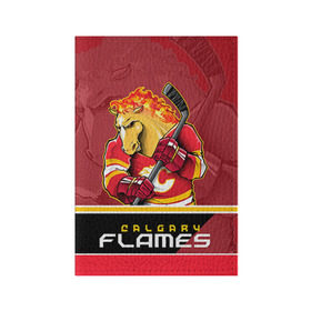 Обложка для паспорта матовая кожа с принтом Calgary Flames в Новосибирске, натуральная матовая кожа | размер 19,3 х 13,7 см; прозрачные пластиковые крепления | calgary flames | nhl | stanley cup | калгари флэймз | кубок стенли | кубок стэнли | нхл | флэймс | хоккей | хоккейный клуб