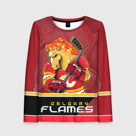 Женский лонгслив 3D с принтом Calgary Flames в Новосибирске, 100% полиэстер | длинные рукава, круглый вырез горловины, полуприлегающий силуэт | calgary flames | nhl | stanley cup | калгари флэймз | кубок стенли | кубок стэнли | нхл | флэймс | хоккей | хоккейный клуб