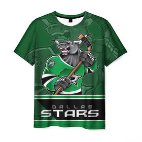 Мужская футболка 3D с принтом Dallas Stars в Новосибирске, 100% полиэфир | прямой крой, круглый вырез горловины, длина до линии бедер | Тематика изображения на принте: dallas stars | nhl | stanley cup | даллас | даллас старз | кубок стенли | кубок стэнли | ничушкин | нхл | хоккей | хоккейный клуб