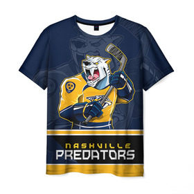 Мужская футболка 3D с принтом Nashville Predators в Новосибирске, 100% полиэфир | прямой крой, круглый вырез горловины, длина до линии бедер | nashville predators | nhl | stanley cup | кубок стенли | кубок стэнли | нхл | нэшвил | нэшвилл предаторз | хоккей | хоккейный клуб