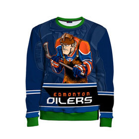 Детский свитшот 3D с принтом Edmonton Oilers в Новосибирске, 100% полиэстер | свободная посадка, прямой крой, мягкая тканевая резинка на рукавах и понизу свитшота | edmonton oilers | nhl | stanley cup | кубок стенли | кубок стэнли | нхл | хоккей | хоккейный клуб | эдмонтон | эдмонтон ойлерз | якупов