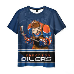 Мужская футболка 3D с принтом Edmonton Oilers в Новосибирске, 100% полиэфир | прямой крой, круглый вырез горловины, длина до линии бедер | edmonton oilers | nhl | stanley cup | кубок стенли | кубок стэнли | нхл | хоккей | хоккейный клуб | эдмонтон | эдмонтон ойлерз | якупов