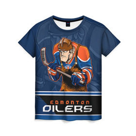 Женская футболка 3D с принтом Edmonton Oilers в Новосибирске, 100% полиэфир ( синтетическое хлопкоподобное полотно) | прямой крой, круглый вырез горловины, длина до линии бедер | edmonton oilers | nhl | stanley cup | кубок стенли | кубок стэнли | нхл | хоккей | хоккейный клуб | эдмонтон | эдмонтон ойлерз | якупов