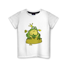 Детская футболка хлопок с принтом Царевна лягушка в Новосибирске, 100% хлопок | круглый вырез горловины, полуприлегающий силуэт, длина до линии бедер | Тематика изображения на принте: сказка | стрела