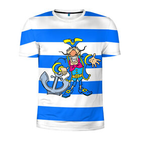 Мужская футболка 3D спортивная с принтом Капитан Баклан в Новосибирске, 100% полиэстер с улучшенными характеристиками | приталенный силуэт, круглая горловина, широкие плечи, сужается к линии бедра | anchor | captain | pirate | sailor | treasure island | капитан | моряк | остров сокровищ | пират | якорь