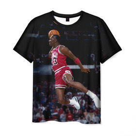 Мужская футболка 3D с принтом Michael Jordan в Новосибирске, 100% полиэфир | прямой крой, круглый вырез горловины, длина до линии бедер | michael jordan | баскетбол | майкл джордан | нба