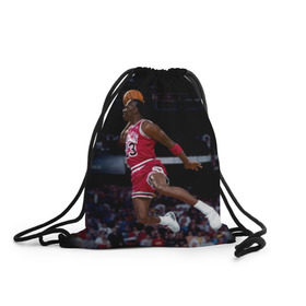 Рюкзак-мешок 3D с принтом Michael Jordan в Новосибирске, 100% полиэстер | плотность ткани — 200 г/м2, размер — 35 х 45 см; лямки — толстые шнурки, застежка на шнуровке, без карманов и подкладки | Тематика изображения на принте: michael jordan | баскетбол | майкл джордан | нба