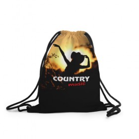 Рюкзак-мешок 3D с принтом Country music в Новосибирске, 100% полиэстер | плотность ткани — 200 г/м2, размер — 35 х 45 см; лямки — толстые шнурки, застежка на шнуровке, без карманов и подкладки | country | music | девушка | кантри | ковбой | мелодия | музыка | шляпа