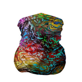 Бандана-труба 3D с принтом Буйство красок в Новосибирске, 100% полиэстер, ткань с особыми свойствами — Activecool | плотность 150‒180 г/м2; хорошо тянется, но сохраняет форму | Тематика изображения на принте: краски | линии | мозаика | орнамент | узор | цвет