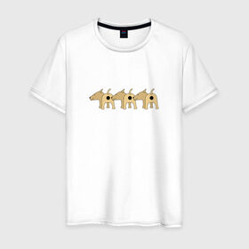 Мужская футболка хлопок с принтом Три собаки. Футболки, свитшот, лонгслив в Новосибирске, 100% хлопок | прямой крой, круглый вырез горловины, длина до линии бедер, слегка спущенное плечо. | Тематика изображения на принте: 