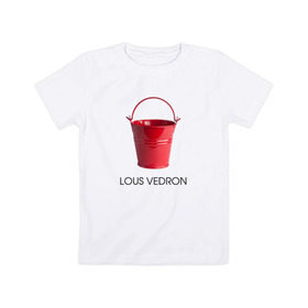 Детская футболка хлопок с принтом LOUS VEDRON в Новосибирске, 100% хлопок | круглый вырез горловины, полуприлегающий силуэт, длина до линии бедер | louis vuetton | lous vedron | антибренд | бренд | луи витон | пародии