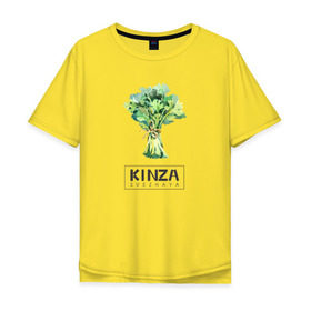 Мужская футболка хлопок Oversize с принтом KINZA в Новосибирске, 100% хлопок | свободный крой, круглый ворот, “спинка” длиннее передней части | Тематика изображения на принте: kenzo | kinza | антибренд | бренд | кензо | кинза | пародии