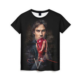 Женская футболка 3D с принтом Дневники вампира 12 в Новосибирске, 100% полиэфир ( синтетическое хлопкоподобное полотно) | прямой крой, круглый вырез горловины, длина до линии бедер | the vampire diaries | вампир | вампиры | деймон | дневники вампира | древнейшие | дэймон | дэймон сальваторе | елега гилберт | елена | сальваторе | стефан | стефан сальваторе | стэфан