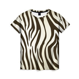 Женская футболка 3D с принтом Шкура зебры в Новосибирске, 100% полиэфир ( синтетическое хлопкоподобное полотно) | прямой крой, круглый вырез горловины, длина до линии бедер | африка | животные | звери | зебра | фауна