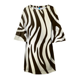 Детское платье 3D с принтом Шкура зебры в Новосибирске, 100% полиэстер | прямой силуэт, чуть расширенный к низу. Круглая горловина, на рукавах — воланы | Тематика изображения на принте: африка | животные | звери | зебра | фауна
