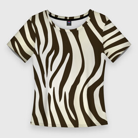 Женская футболка 3D Slim с принтом Шкура зебры в Новосибирске,  |  | Тематика изображения на принте: африка | животные | звери | зебра | фауна