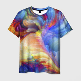 Мужская футболка 3D с принтом Краски в Новосибирске, 100% полиэфир | прямой крой, круглый вырез горловины, длина до линии бедер | абстракция | краски | узор | цвет