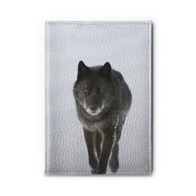 Обложка для автодокументов с принтом Черный волк в Новосибирске, натуральная кожа |  размер 19,9*13 см; внутри 4 больших “конверта” для документов и один маленький отдел — туда идеально встанут права | дикий | зима