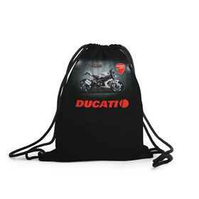 Рюкзак-мешок 3D с принтом Ducati 4 в Новосибирске, 100% полиэстер | плотность ткани — 200 г/м2, размер — 35 х 45 см; лямки — толстые шнурки, застежка на шнуровке, без карманов и подкладки | ducati | moto | дукати | мото | мотоцикл | мотоциклы