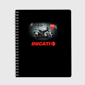 Тетрадь с принтом Ducati 4 в Новосибирске, 100% бумага | 48 листов, плотность листов — 60 г/м2, плотность картонной обложки — 250 г/м2. Листы скреплены сбоку удобной пружинной спиралью. Уголки страниц и обложки скругленные. Цвет линий — светло-серый
 | Тематика изображения на принте: ducati | moto | дукати | мото | мотоцикл | мотоциклы