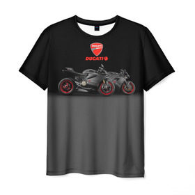Мужская футболка 3D с принтом Ducati 2 в Новосибирске, 100% полиэфир | прямой крой, круглый вырез горловины, длина до линии бедер | Тематика изображения на принте: ducati | moto | дукати | мото | мотоцикл | мотоциклы