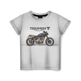 Детская футболка 3D с принтом Triumph 2 в Новосибирске, 100% гипоаллергенный полиэфир | прямой крой, круглый вырез горловины, длина до линии бедер, чуть спущенное плечо, ткань немного тянется | moto | triumph | мотоцикл | мотоциклы | триумф