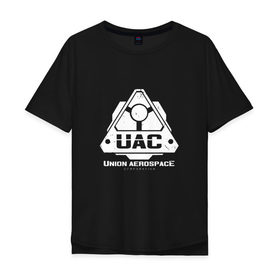 Мужская футболка хлопок Oversize с принтом UAC в Новосибирске, 100% хлопок | свободный крой, круглый ворот, “спинка” длиннее передней части | corporation | doom | дум