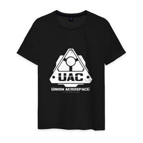 Мужская футболка хлопок с принтом UAC в Новосибирске, 100% хлопок | прямой крой, круглый вырез горловины, длина до линии бедер, слегка спущенное плечо. | corporation | doom | дум