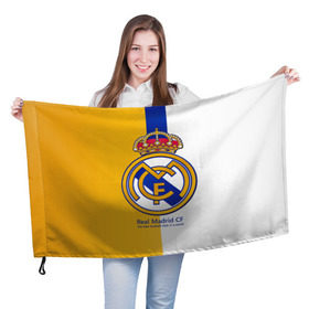 Флаг 3D с принтом Real Madrid CF в Новосибирске, 100% полиэстер | плотность ткани — 95 г/м2, размер — 67 х 109 см. Принт наносится с одной стороны | football | испания | клуб | мадрид | реал | фк | футбольный