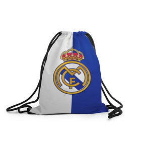 Рюкзак-мешок 3D с принтом Real Madrid в Новосибирске, 100% полиэстер | плотность ткани — 200 г/м2, размер — 35 х 45 см; лямки — толстые шнурки, застежка на шнуровке, без карманов и подкладки | football | испания | клуб | мадрид | реал | фк | футбольный