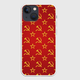 Чехол для iPhone 13 mini с принтом СССР в Новосибирске,  |  | Тематика изображения на принте: ussr | герб | звезда | молот | серп | советский | союз