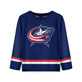 Детский лонгслив 3D с принтом Columbus Blue Jackets в Новосибирске, 100% полиэстер | длинные рукава, круглый вырез горловины, полуприлегающий силуэт
 | columbus blue jackets | hockey | nhl | нхл | хоккей