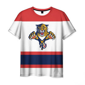 Мужская футболка 3D с принтом Florida Panthers white в Новосибирске, 100% полиэфир | прямой крой, круглый вырез горловины, длина до линии бедер | florida panthers | hockey | nhl | нхл | хоккей