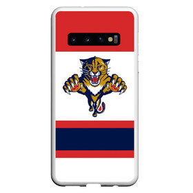 Чехол для Samsung Galaxy S10 с принтом Florida Panthers white в Новосибирске, Силикон | Область печати: задняя сторона чехла, без боковых панелей | Тематика изображения на принте: florida panthers | hockey | nhl | нхл | хоккей