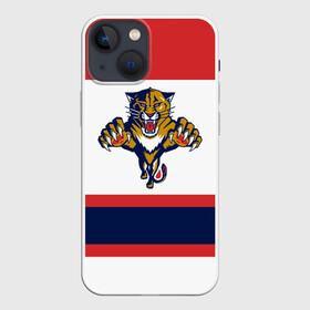 Чехол для iPhone 13 mini с принтом Florida Panthers white в Новосибирске,  |  | Тематика изображения на принте: florida panthers | hockey | nhl | нхл | хоккей