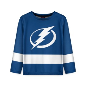 Детский лонгслив 3D с принтом Tampa Bay Lightning в Новосибирске, 100% полиэстер | длинные рукава, круглый вырез горловины, полуприлегающий силуэт
 | hockey | nhl | tampa bay lightning | нхл | хоккей