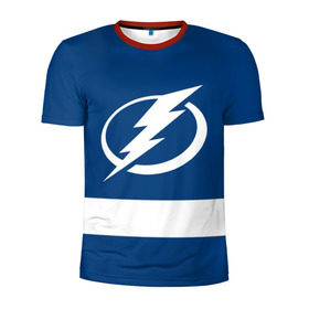 Мужская футболка 3D спортивная с принтом Tampa Bay Lightning в Новосибирске, 100% полиэстер с улучшенными характеристиками | приталенный силуэт, круглая горловина, широкие плечи, сужается к линии бедра | hockey | nhl | tampa bay lightning | нхл | хоккей