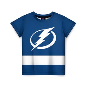 Детская футболка 3D с принтом Tampa Bay Lightning в Новосибирске, 100% гипоаллергенный полиэфир | прямой крой, круглый вырез горловины, длина до линии бедер, чуть спущенное плечо, ткань немного тянется | hockey | nhl | tampa bay lightning | нхл | хоккей