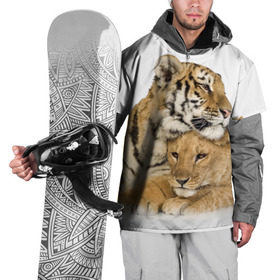 Накидка на куртку 3D с принтом Тигр и львица в Новосибирске, 100% полиэстер |  | Тематика изображения на принте: дикие | милые | природа | тигр | яркие