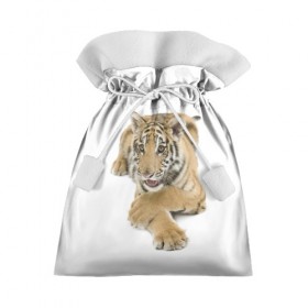 Подарочный 3D мешок с принтом Ласковый тигренок в Новосибирске, 100% полиэстер | Размер: 29*39 см | Тематика изображения на принте: дикие | милые | природа | тигр | яркие